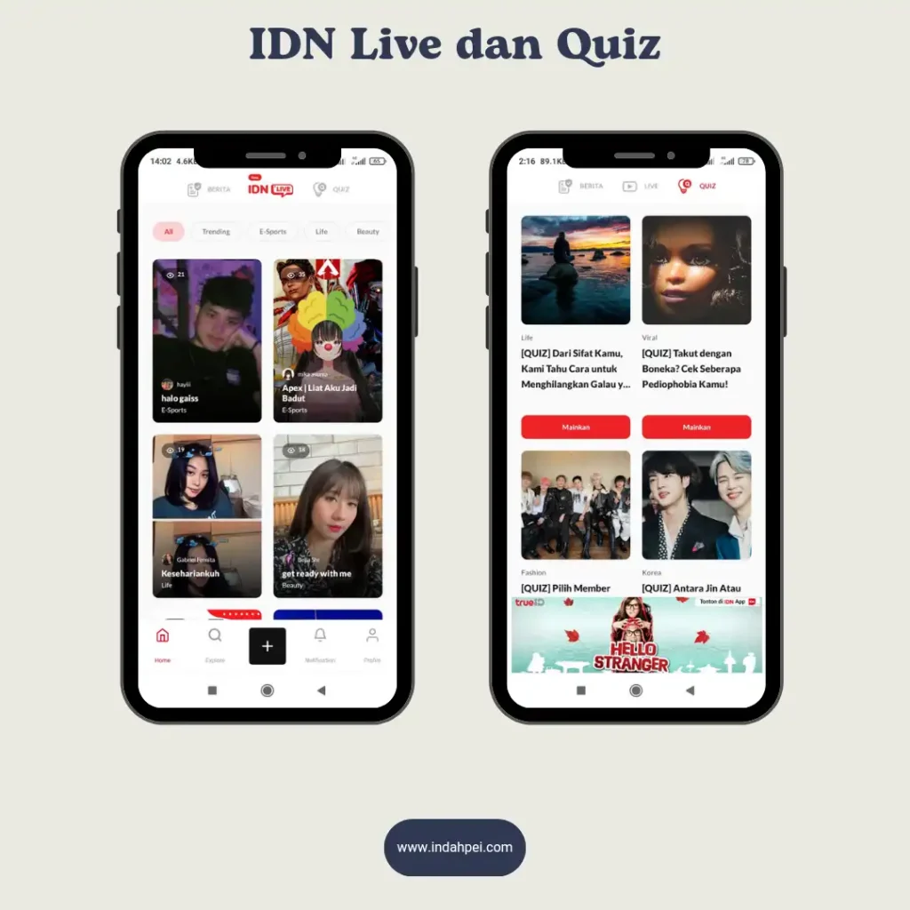 Fitur IDN Live Streaming dan Quiz